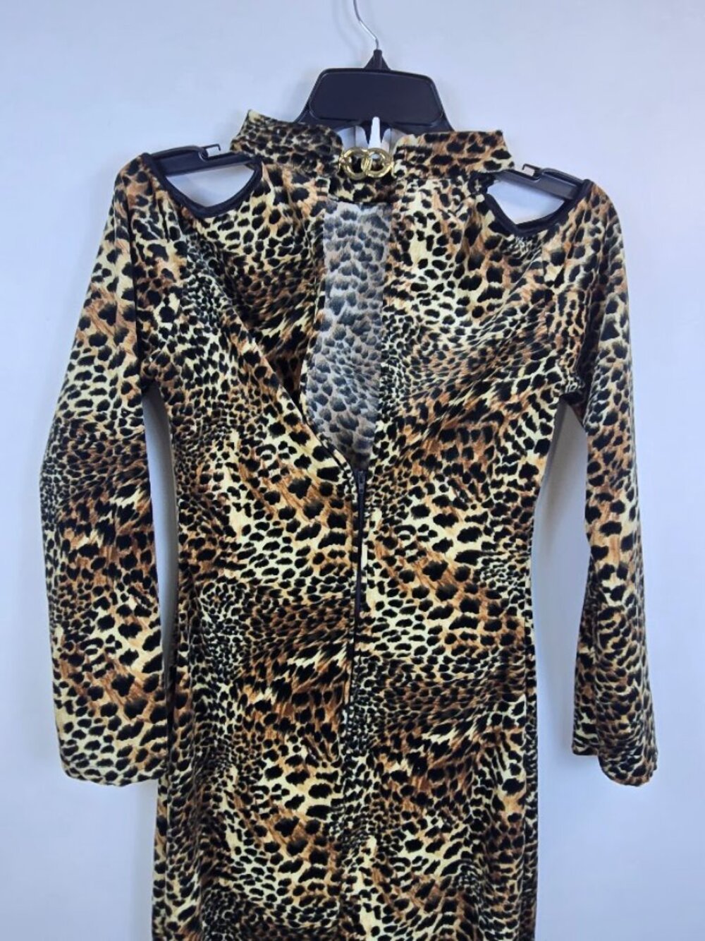 Leopard Cutout Bodycon Midi Dress Open Back M - Picture 10 of 12